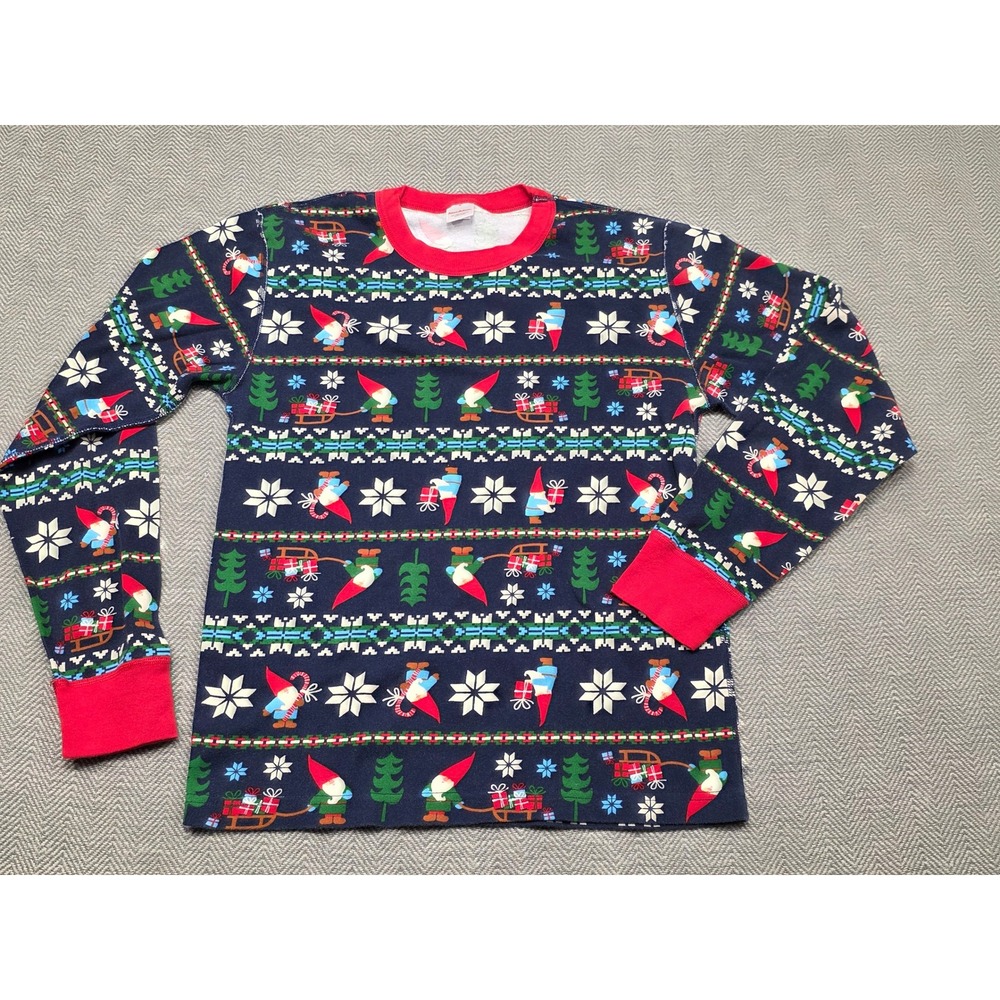 Hanna Andersson Mens M Pajama Top Organic‎ Cotton Gnome Fair Isle Holiday Navy